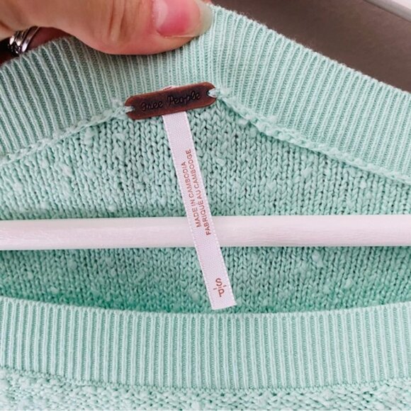 Free People Found My Friend Sweater Teal Sz Small - Picture 4 of 9